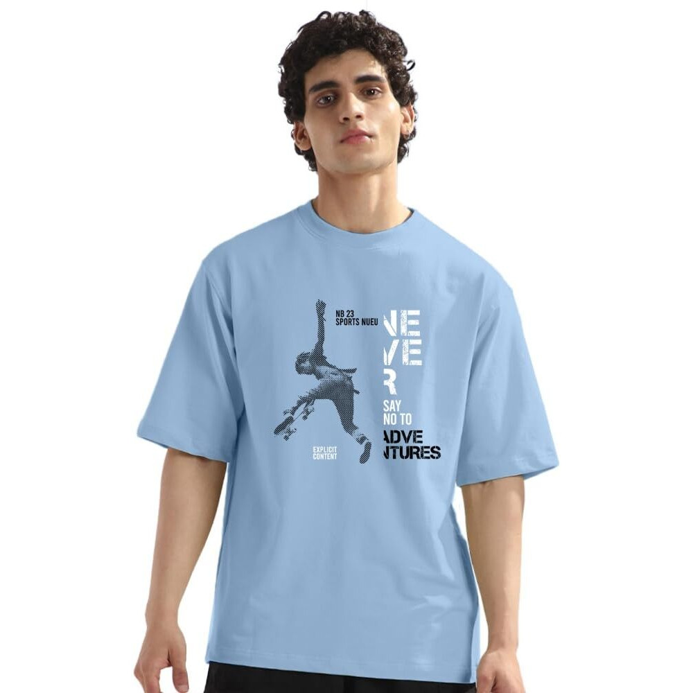 Never Say No-Men-Relaxed Fit Tee-Powder Blue-3Xl