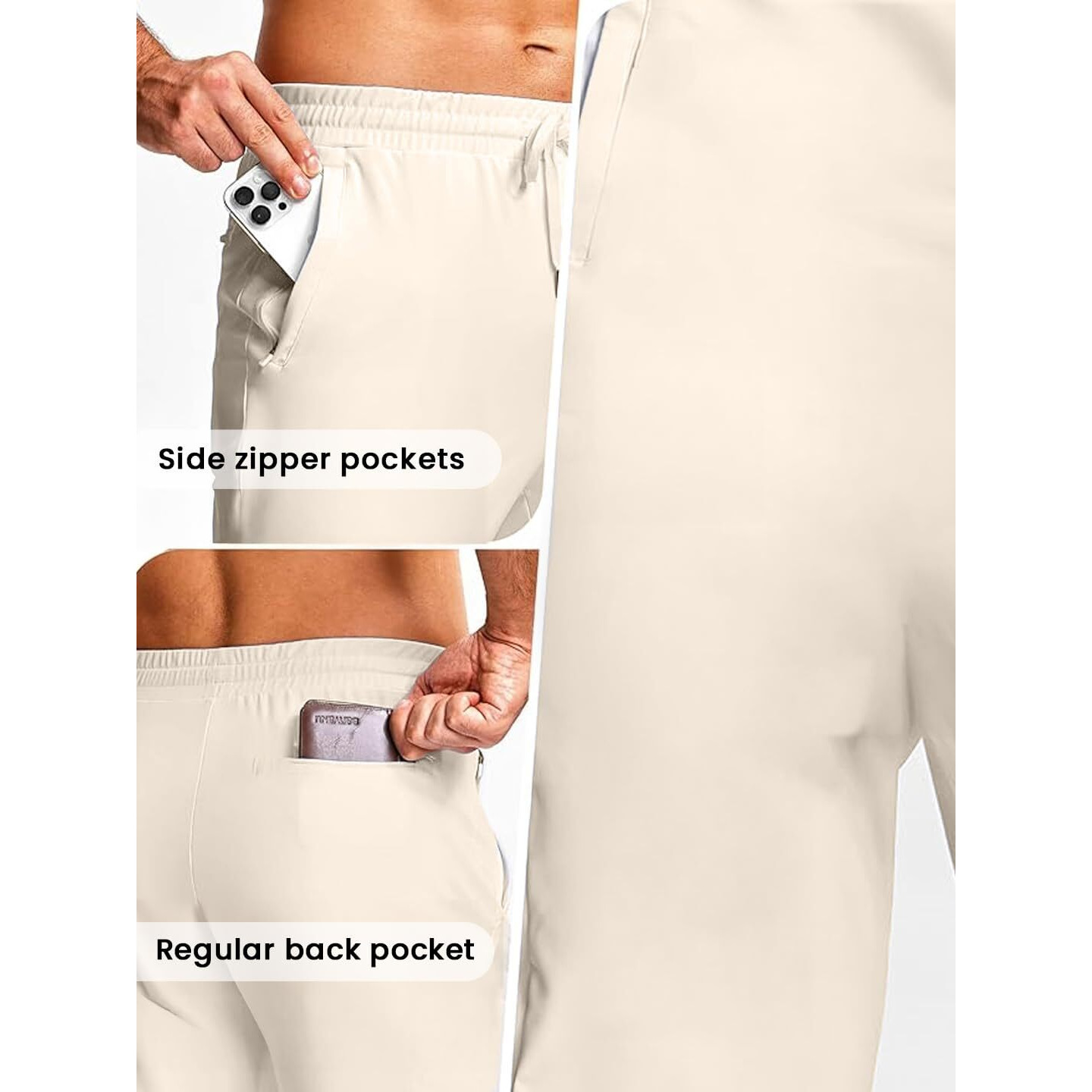 Nobero Men's Regular Track Pants (1M-Bwjg-R0084_Arctic Wolf), 3Xl, Beige