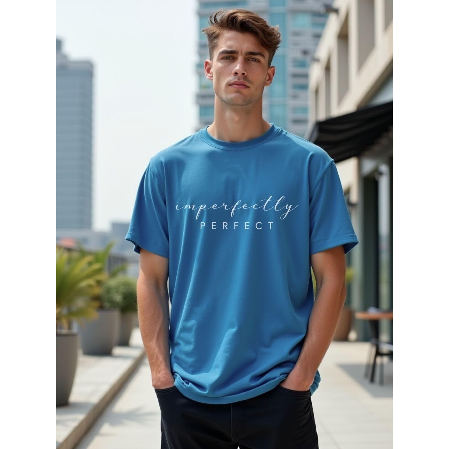 Nobero Cotton Men's Oversized Fit T-Shirt (1M-Twrt-C0252-Mn_Marine, Blue, 2Xl