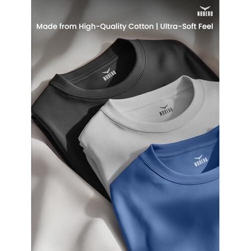 Nobero Cotton Men's Solid Regular Fit T-Shirt (1M-Twts-R0008_Marine/Grey Melange/Black, 2Xl