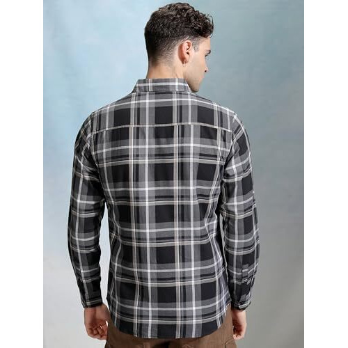 Ketch Men's Regular Fit Shirt (Khsh001864_Grey/Black