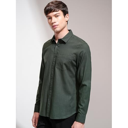 Ketch Men Full Sleeve Slim Fit Khsh002034 Green M