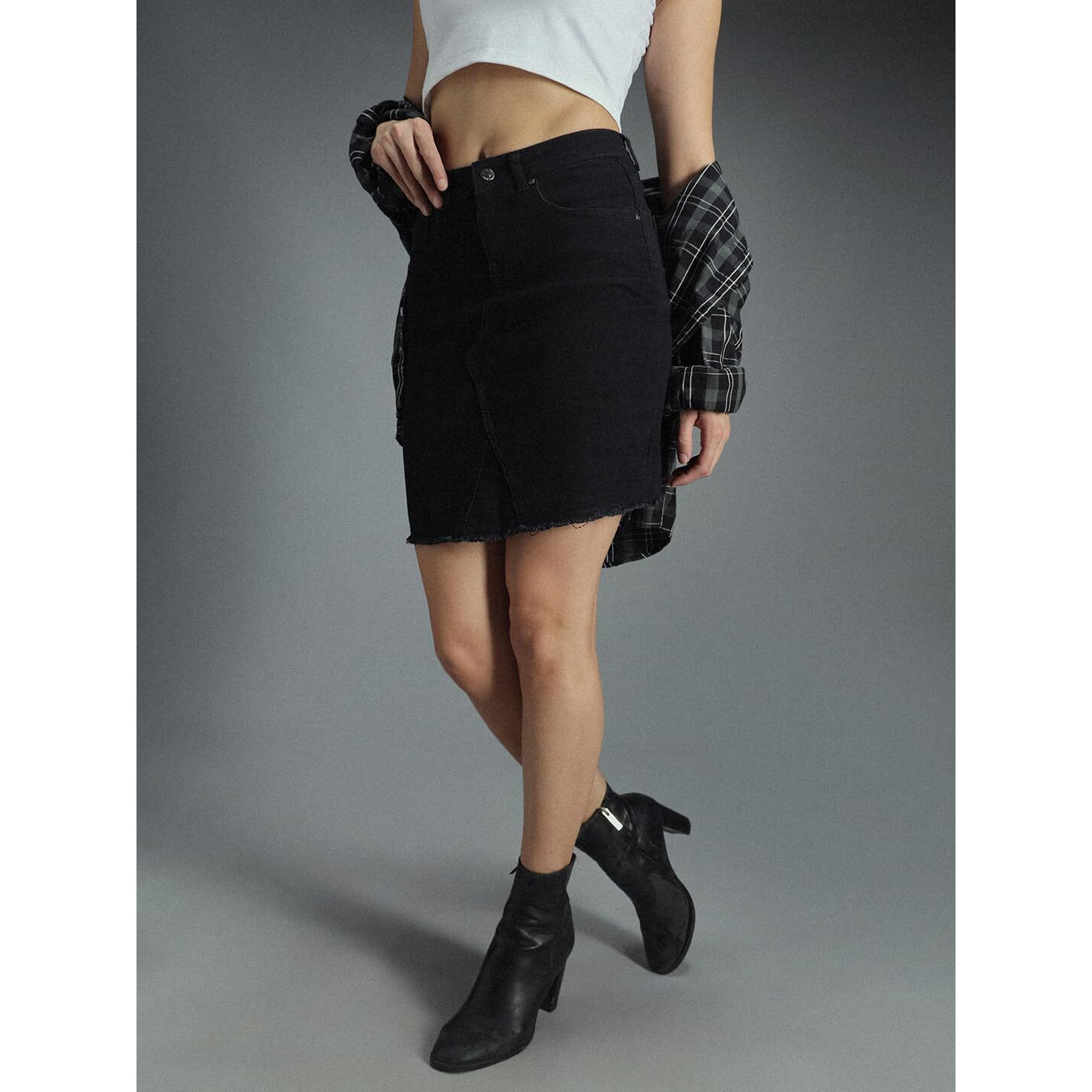High Star Cotton Bodycon Skirt Black