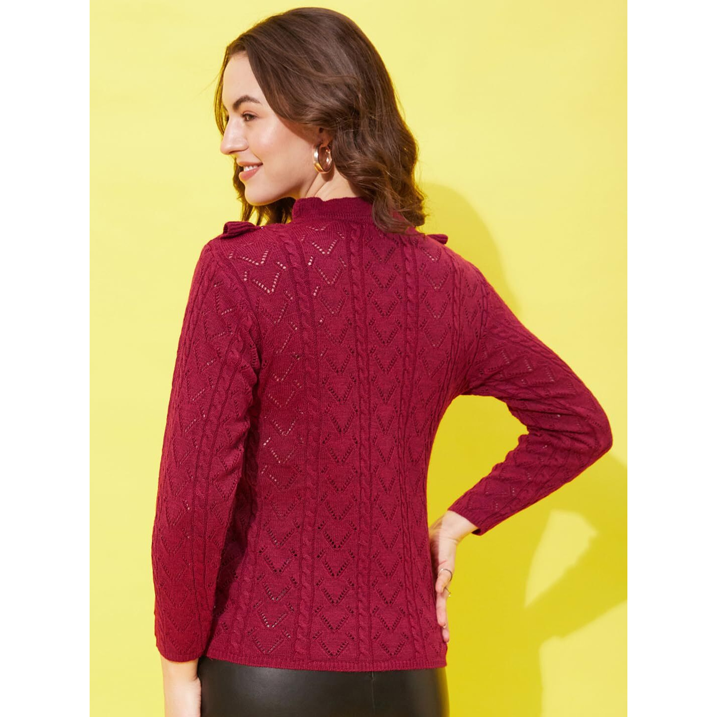 Modeve Designer Round Neck Casual Women Sweater||Winterwear|| Wine