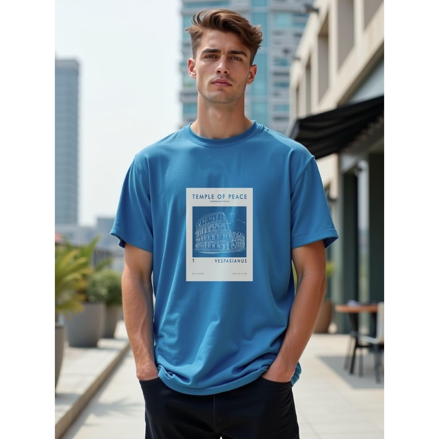 Nobero Cotton Men's Solid Oversized Fit T-Shirt (1M-Twrt-C0748_Marine 3Xl) Blue