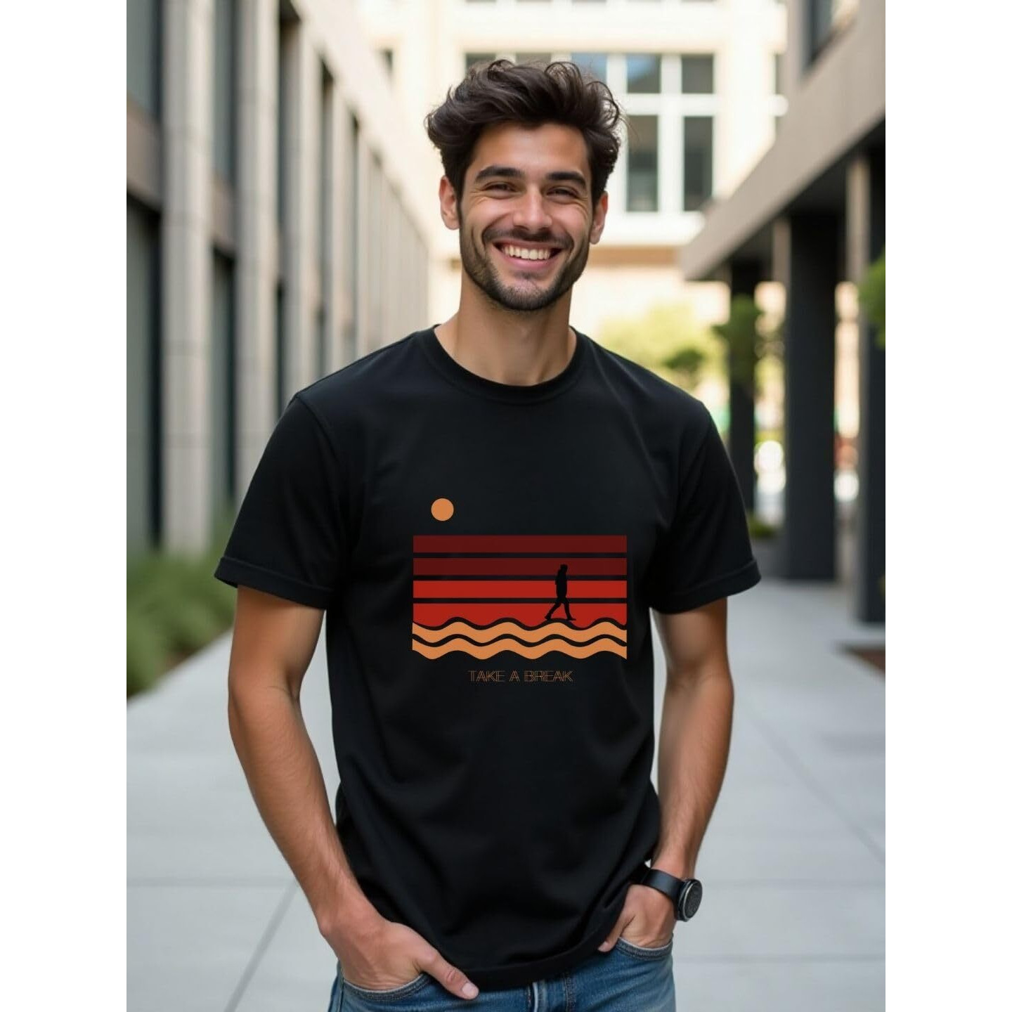 Nobero Cotton Men's Letter Print Regular Fit T-Shirt (1M-Twts-C0760-143X3_White/Black/Marine, Medium