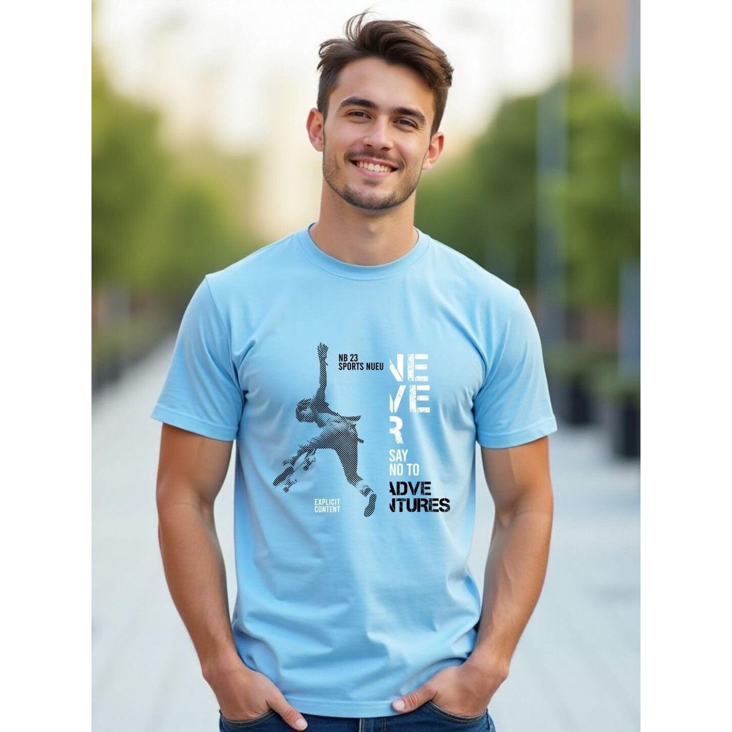 Nobero Cotton Men's Letter Print Regular Fit T-Shirt (1M-Twts-C0761-144X4_Olive Green/Powder Blue/Wine Red, Large