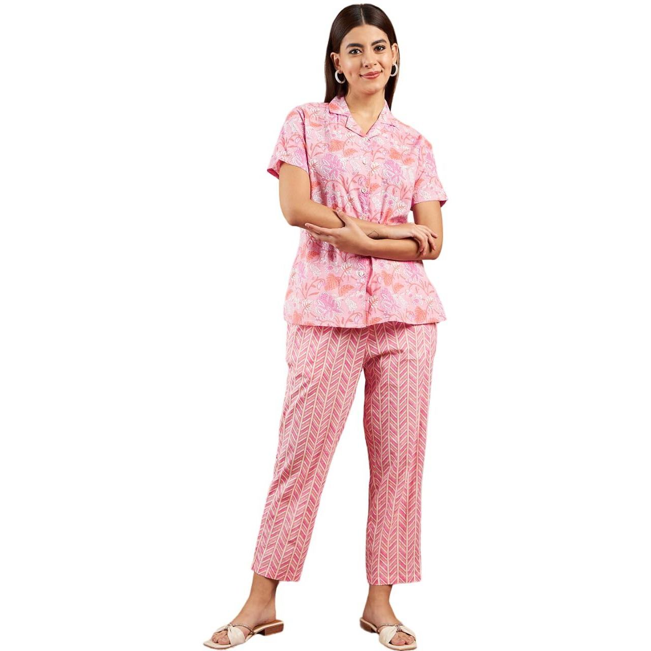 Modeve Women Printed Pink Shirt And Pant Night Suit Set_2Xl