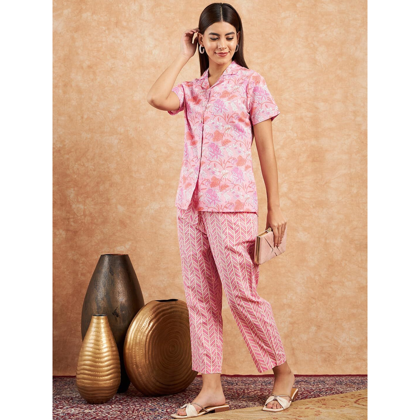 Modeve Women Printed Pink Shirt And Pant Night Suit Set_2Xl