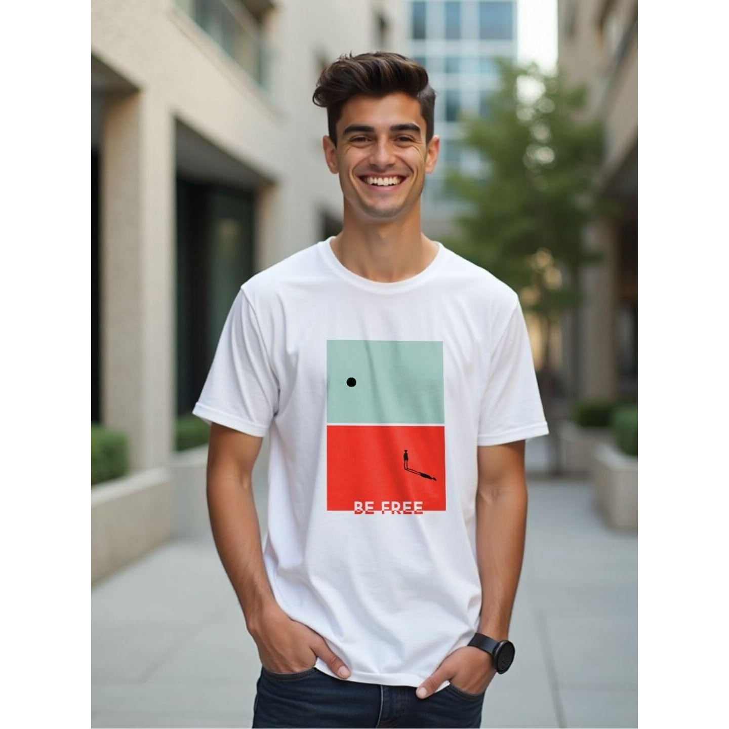 Nobero Cotton Men's Letter Print Regular Fit T-Shirt (1M-Twts-C0763-10X5_White/Black/Grey Melange, Xl