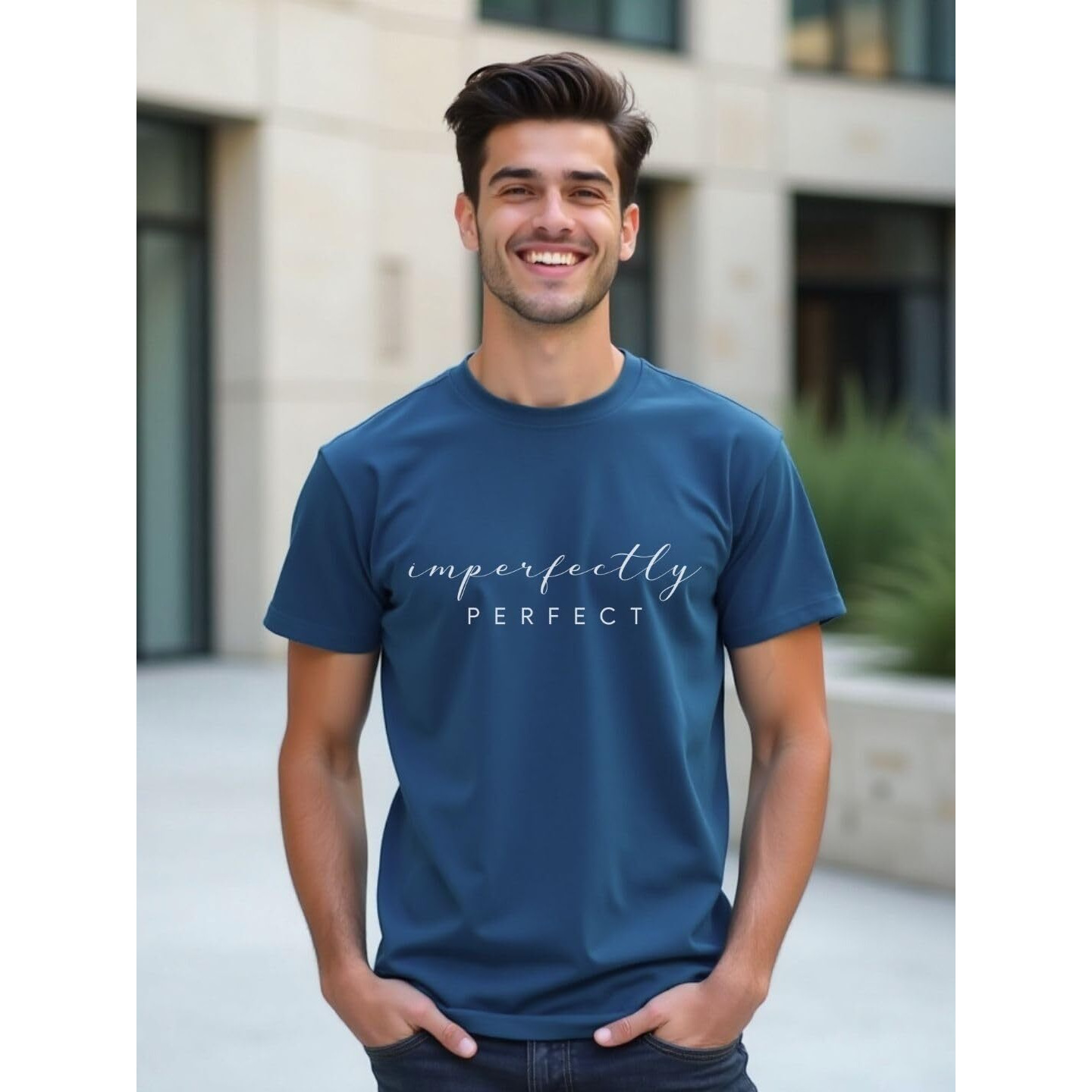 Nobero Cotton Men's Letter Print Regular Fit T-Shirt (1M-Twts-C0764-146X3_Olive Green/Marine/Grey Melange, Medium