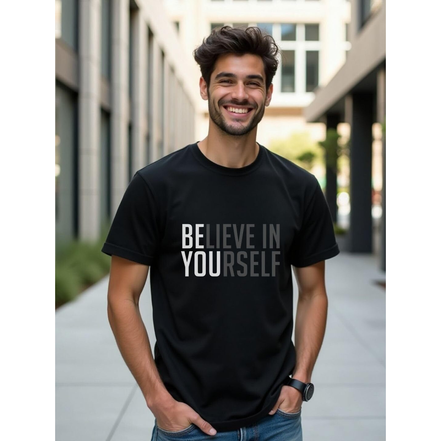 Nobero Cotton Men's Letter Print Regular Fit T-Shirt (1M-Twts-C0765-147X5_Powder Blue/Wine Red/Black, Xl