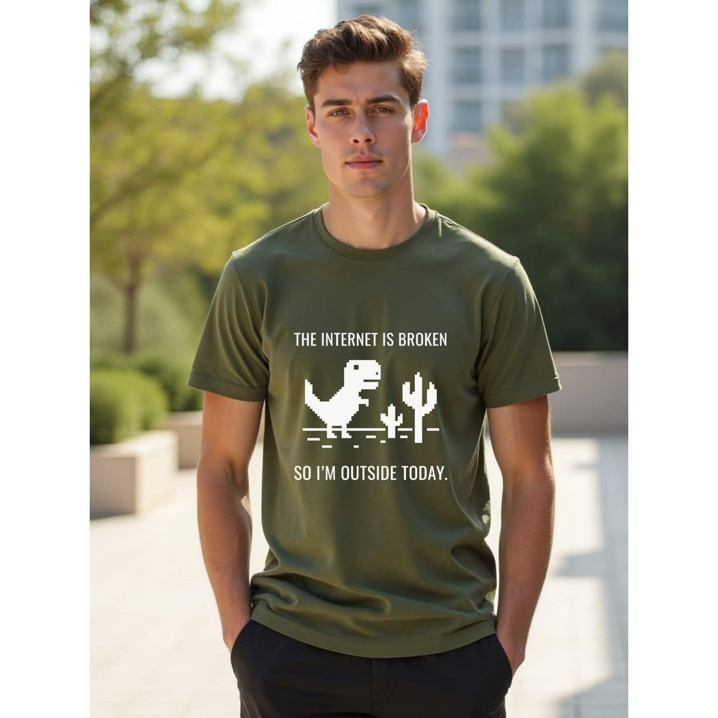 Nobero Cotton Men's Letter Print Regular Fit T-Shirt (1M-Twts-C0771-152X5_Marine/Olive Green/Grey Melange, Xl