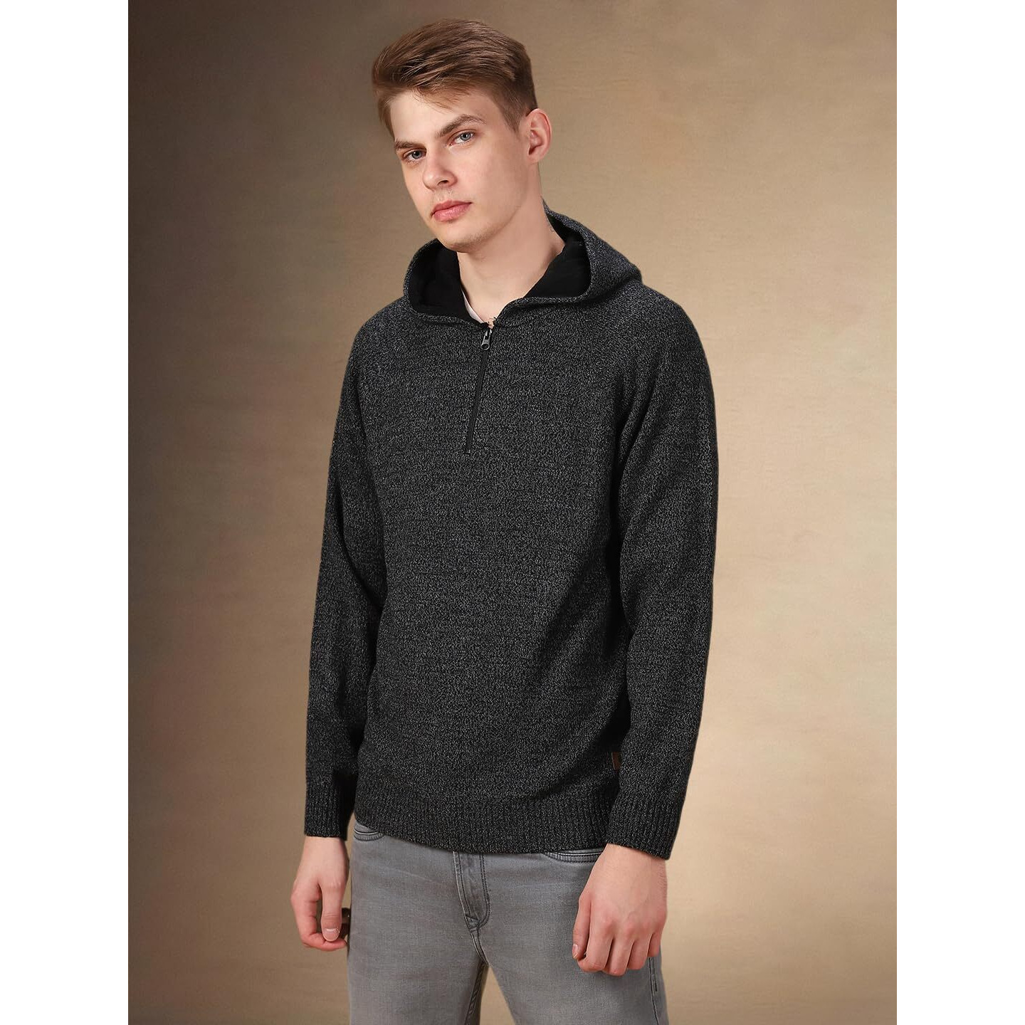 Dennis Lingo Men Solid Acrylic Regular-Fit Full-Sleeves Sweater Grey Melange