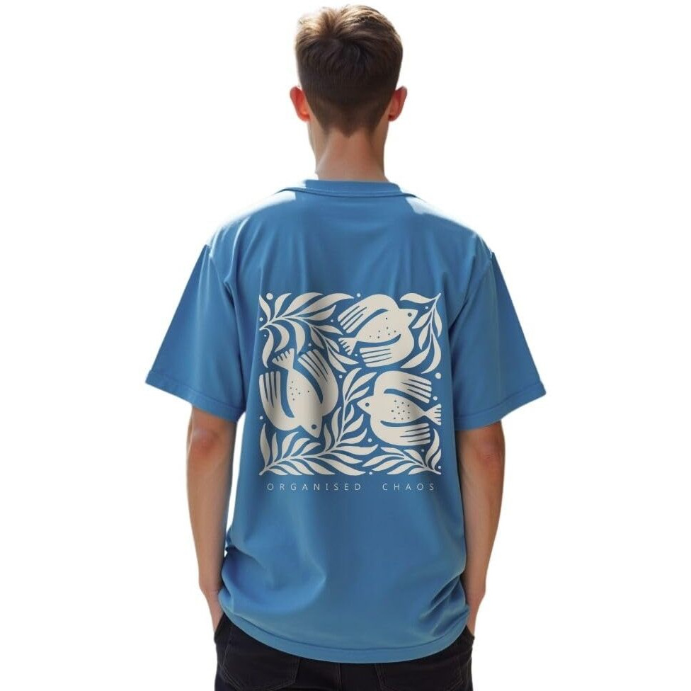 Nobero Cotton Men's Oversized Fit T-Shirt (1M-Twrt-C0748_Marine Medium), Blue