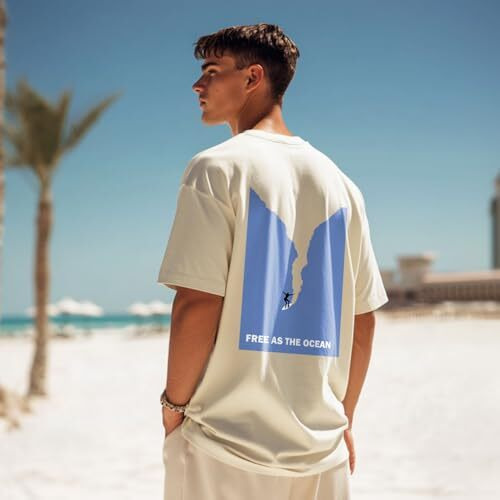 Nobero Cotton Men's Oversized Fit T-Shirt (1M-Twrt-C0748_Sand Xl), Multicolor