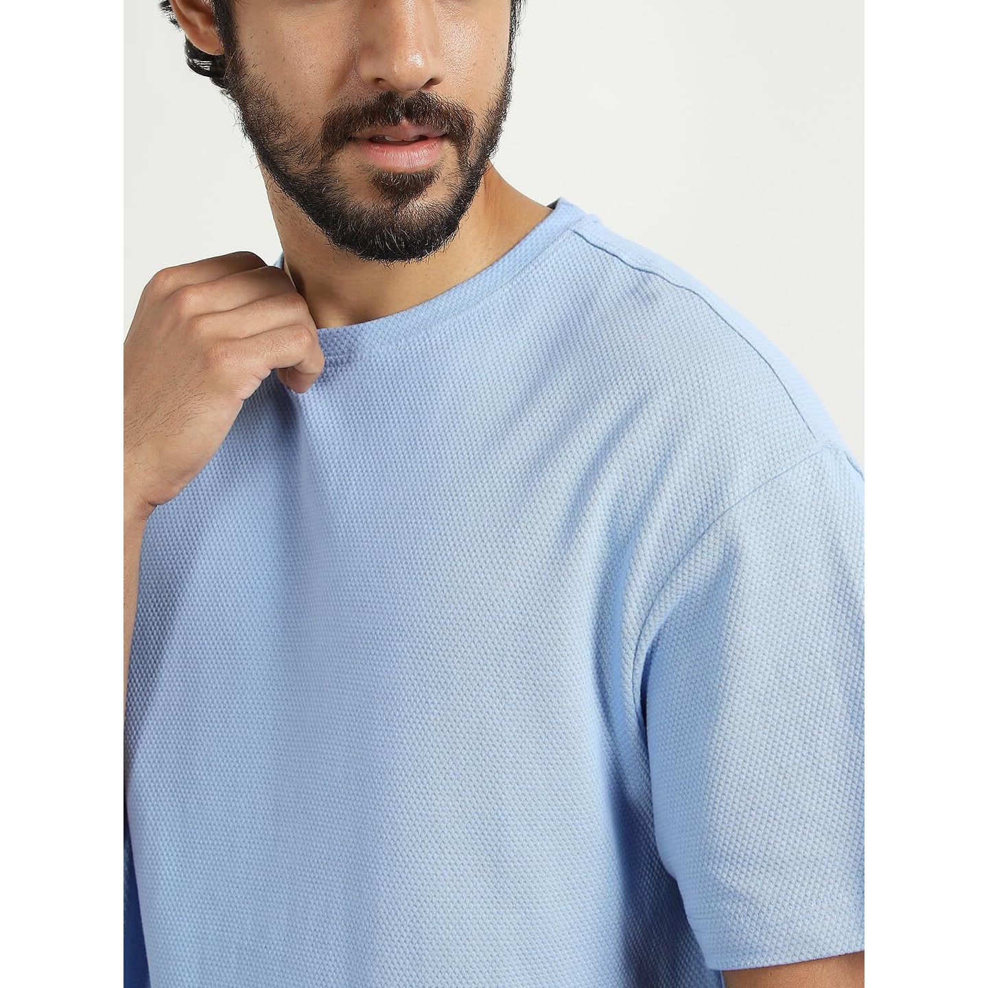 Moses Powder Oversized T-Shirt & Joggers Co Ord Set(1M-Lwcs-R0079-Pbl5_Powder Blue_Xl)