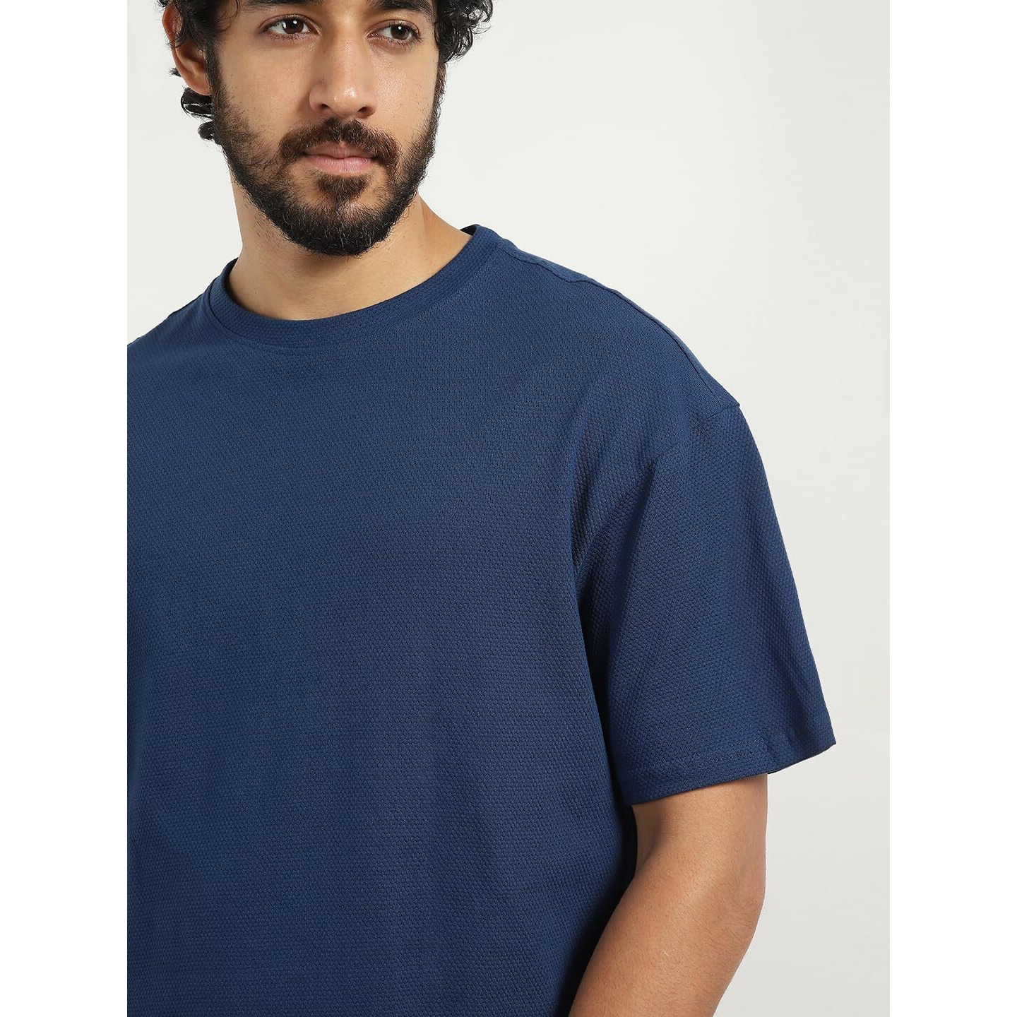 Moses Navy Oversized T-Shirt & Joggers Co Ord Set(1M-Lwcs-R0079-Nb3_Navy Blue_M)