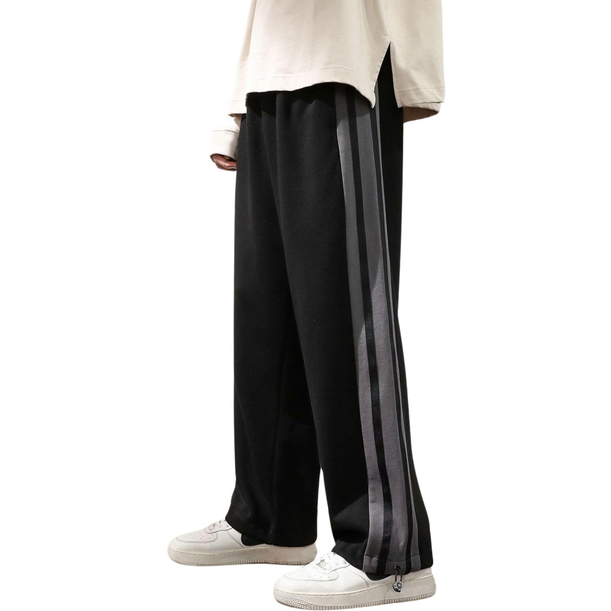 Nobero Men's Mid Rise Loose Sweatpants (1M-Bwjg-R0147_Black, X-Large)