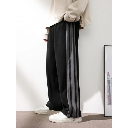 Nobero Men's Mid Rise Loose Sweatpants (1M-Bwjg-R0147_Black, X-Large)