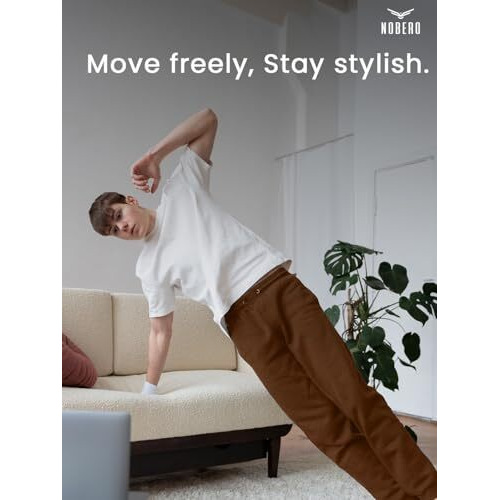 Nobero Men Straight Fit Joggers(1M-Bwjg-R0149-Mo5_Mocha Bisque_Xl)