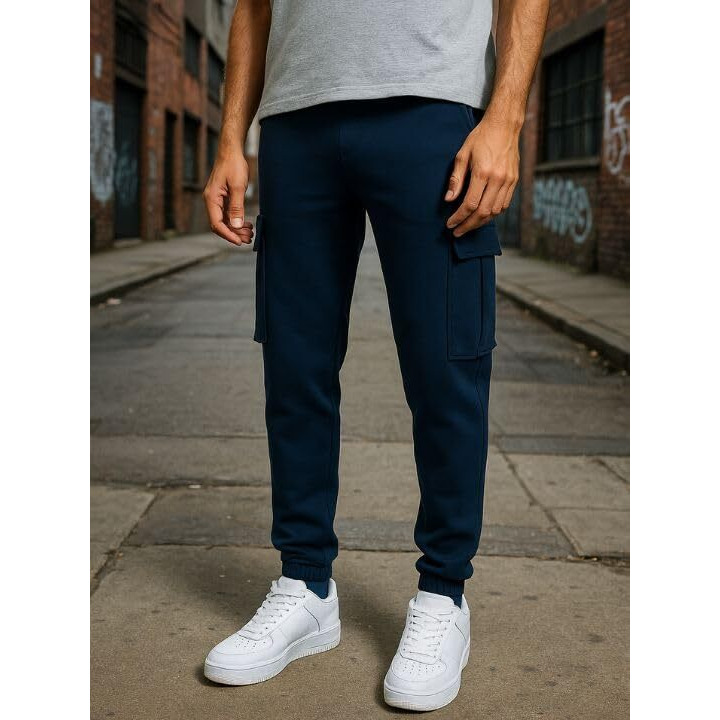 Nobero Men's Regular Sweatpants (1M-Bwjg-R0150-Et_Navy Blue