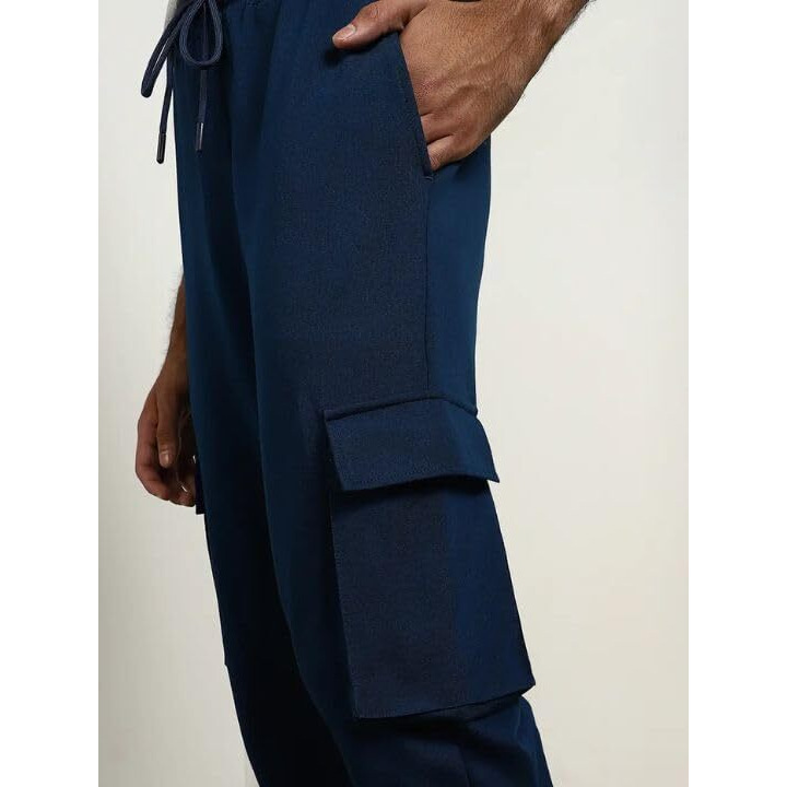Nobero Men's Regular Sweatpants (1M-Bwjg-R0150-Et_Navy Blue