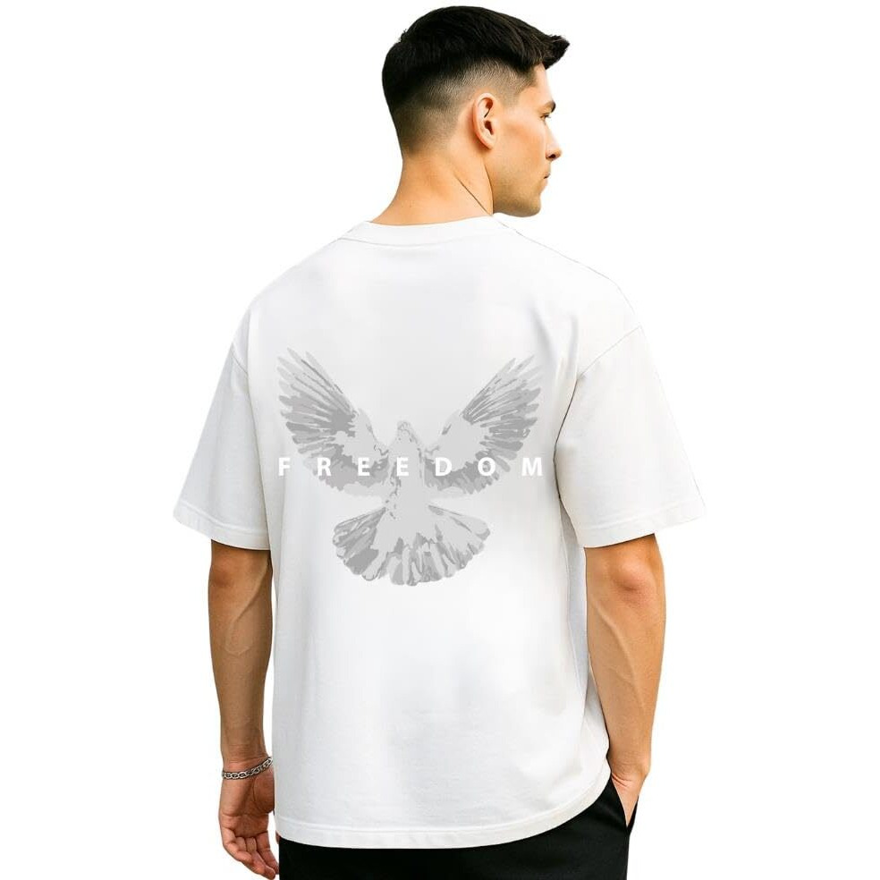 Nobero Cotton Men's Oversized Fit T-Shirt (1M-Twrt-C0748_White Xl)