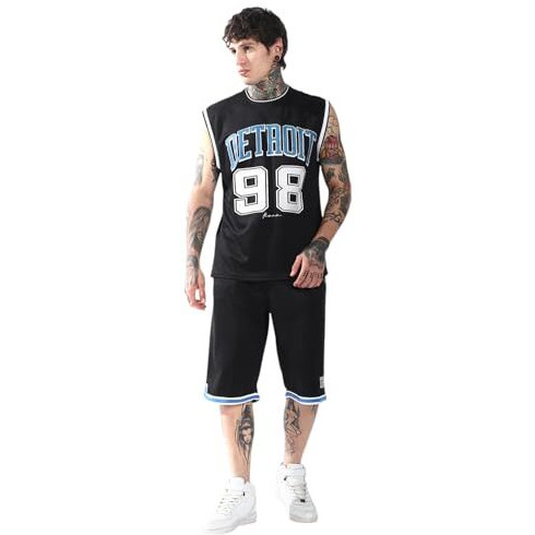 Hubberholme Men Printed Longline Oversized Mid-Rise Round Neck Sleeveless Co-Ord