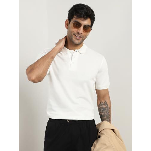 Nober Men Cotton Regular Fit Solid Polo T-Shirt(1M-Twpo-R0002-Wt2_Whites)