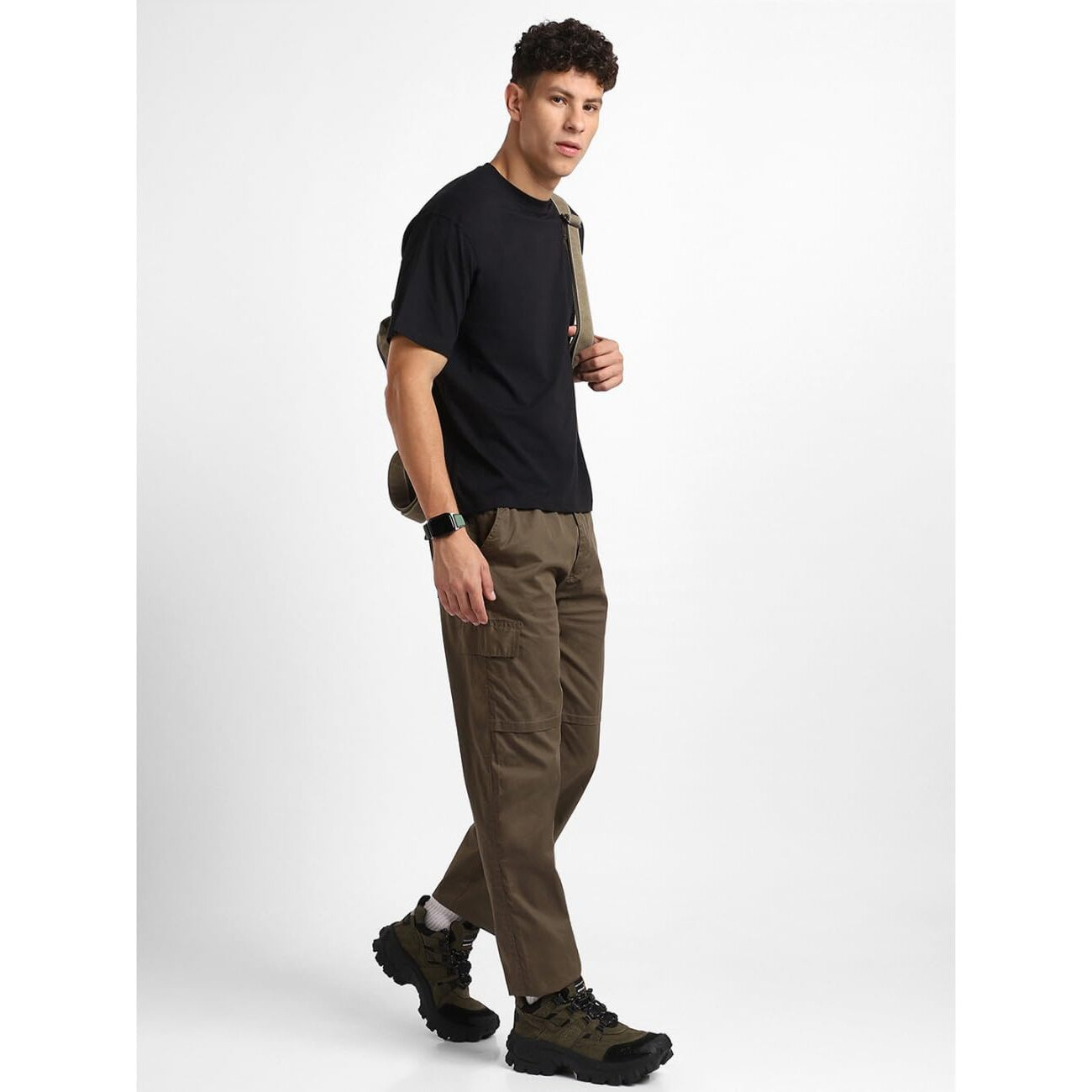 Nobero Men's Graphic Print Oversized Fit T-Shirt (1M-Twrt-C0838-Pal_Black