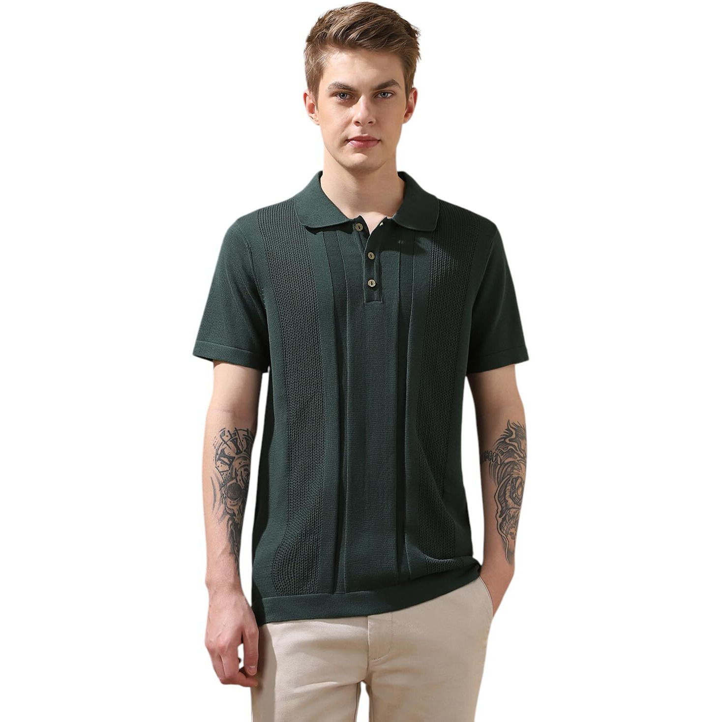 Dennis Lingo Men Regular Fit Green Half Sleeve Cotton T-Shirt