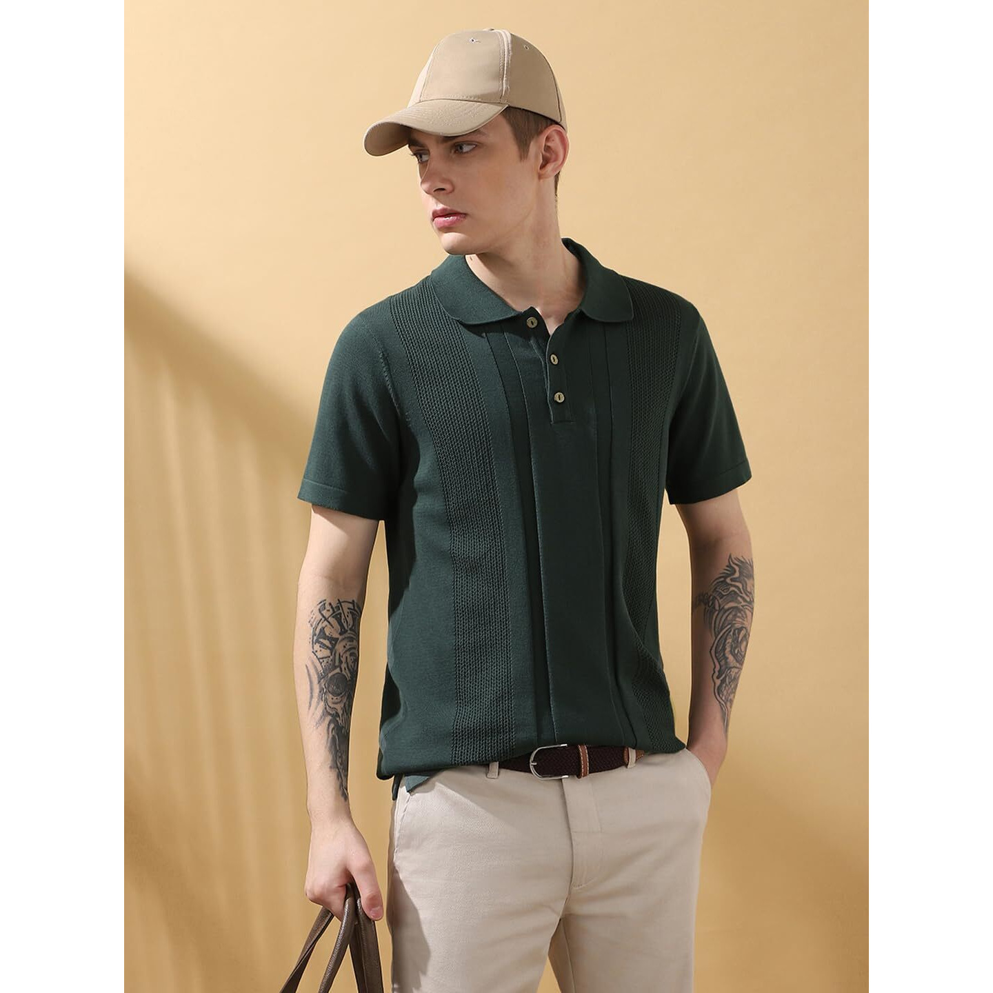 Dennis Lingo Men Regular Fit Green Half Sleeve Cotton T-Shirt