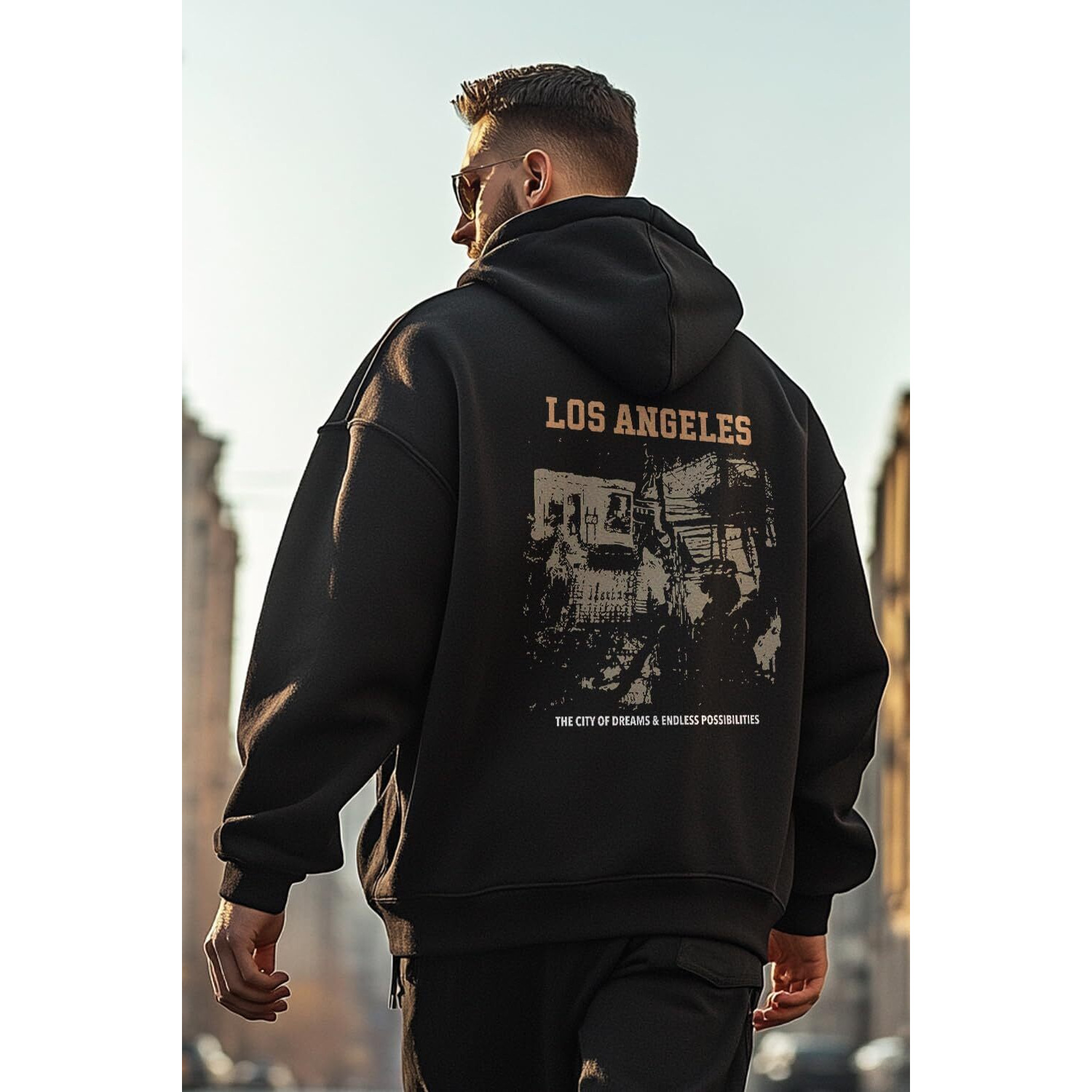 Nobero Men's Cotton Neck Hooded Oversized Fit Sweatshirt (1M-Twrh-C0668_Black 4_2Xl)