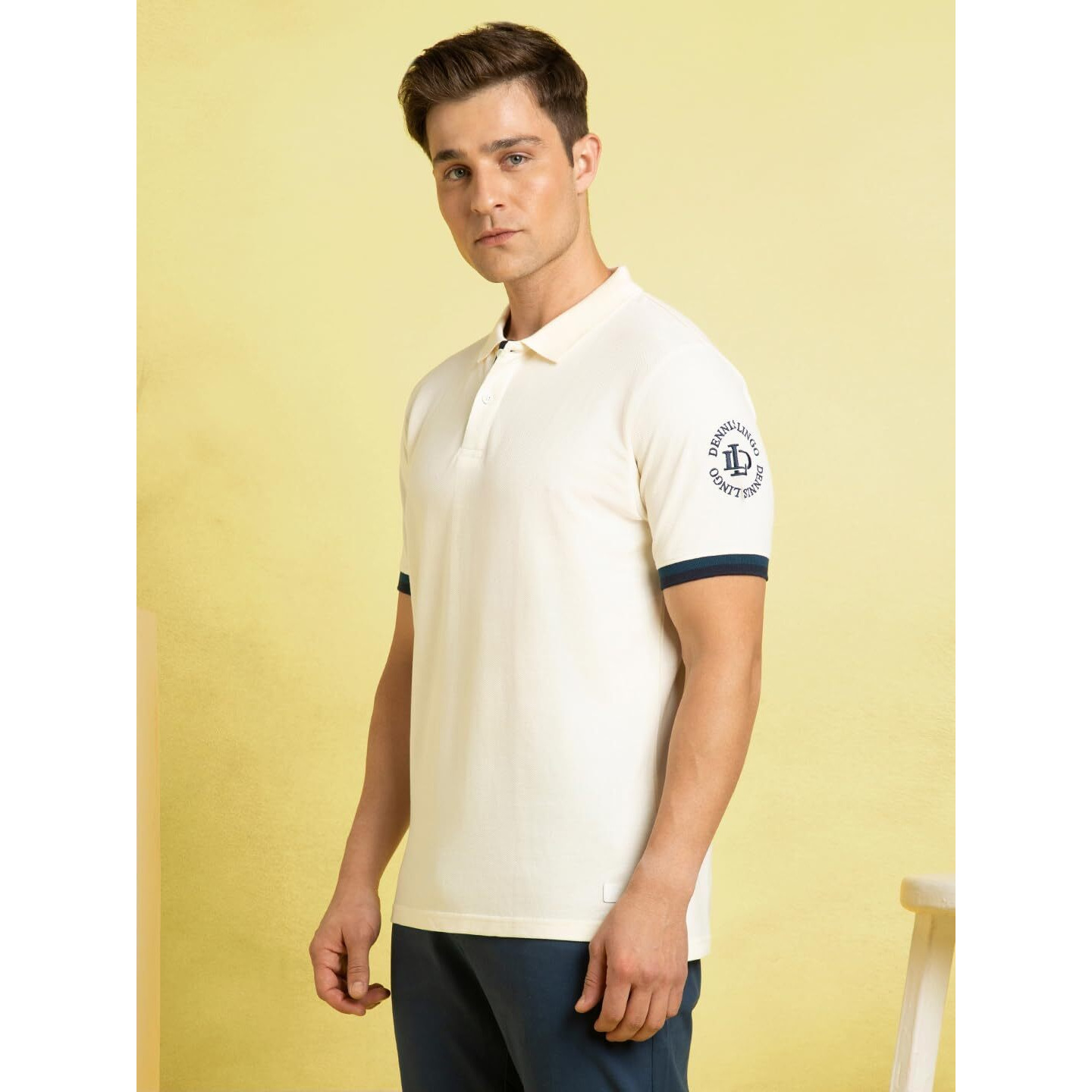 Dennis Lingo Cotton Regular Fit Solid T-Shirts For Men Off White