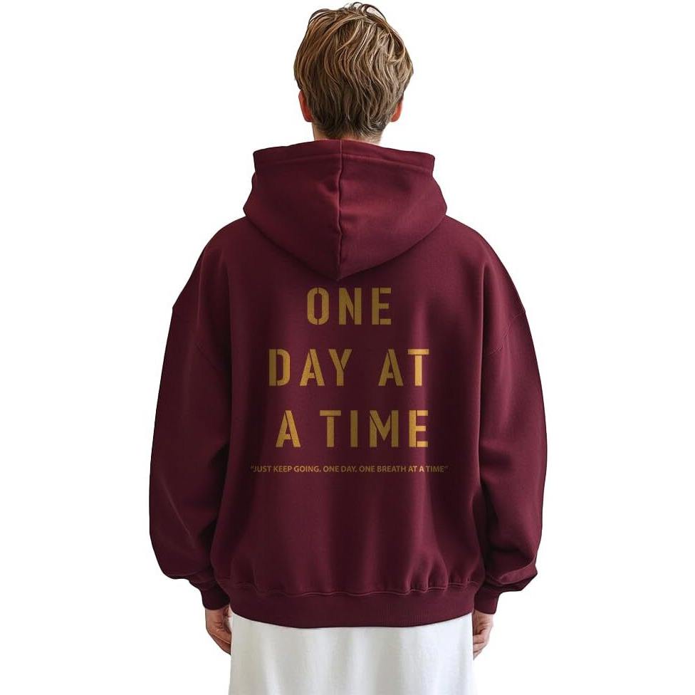 Nobero Men's Cotton Neck Hooded Oversized Fit Sweatshirt (1M-Twrh-C0272_Maroon, X_Large)