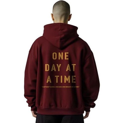 Nobero Men's Cotton Neck Hooded Oversized Fit Sweatshirt (1M-Twrh-C0272_Maroon, X_Large)