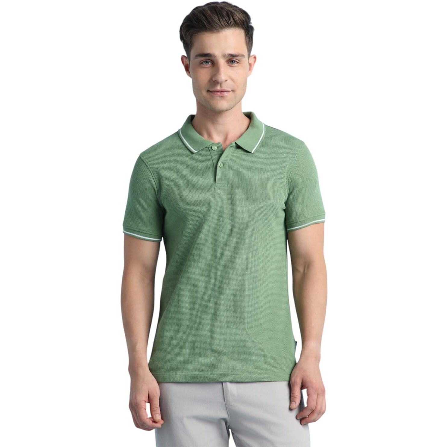 Dennis Lingo Men Regular Fit Polo Collar Cotton Poly Half Sleeve T-Shirt Olive
