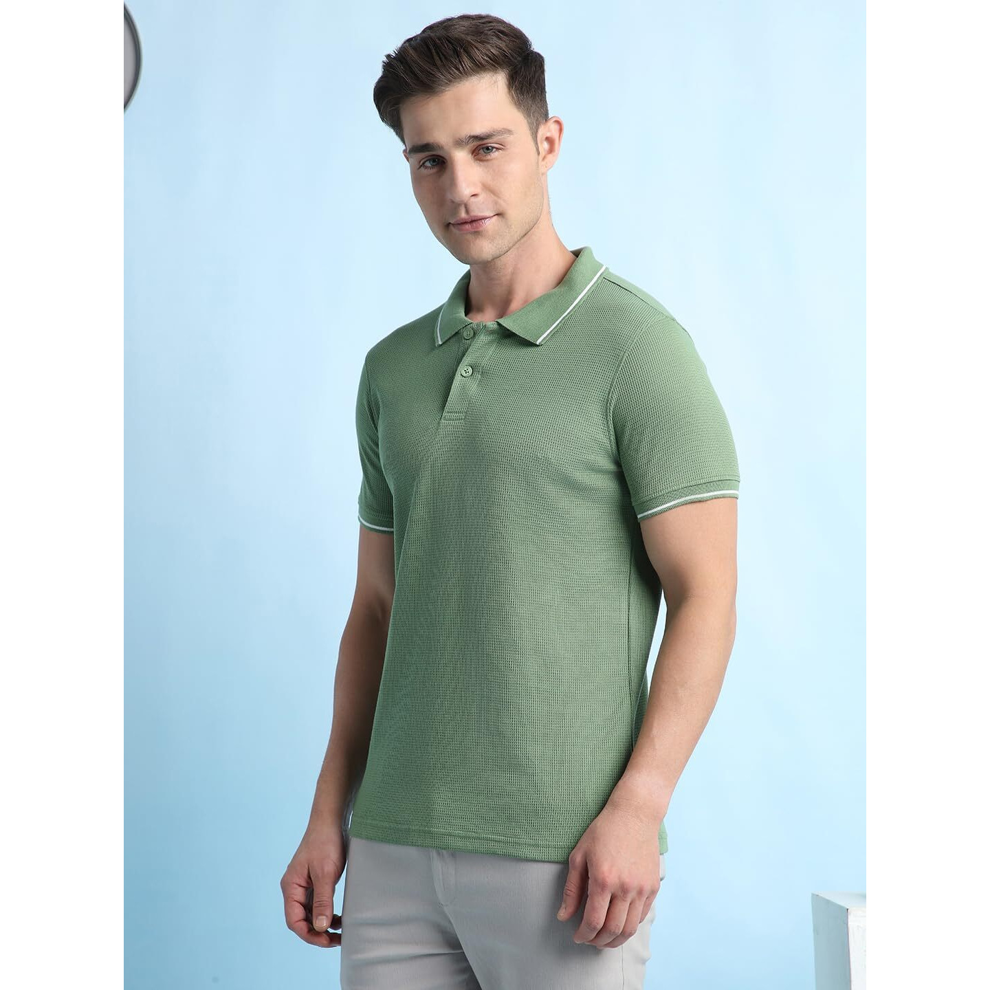 Dennis Lingo Men Regular Fit Polo Collar Cotton Poly Half Sleeve T-Shirt Olive