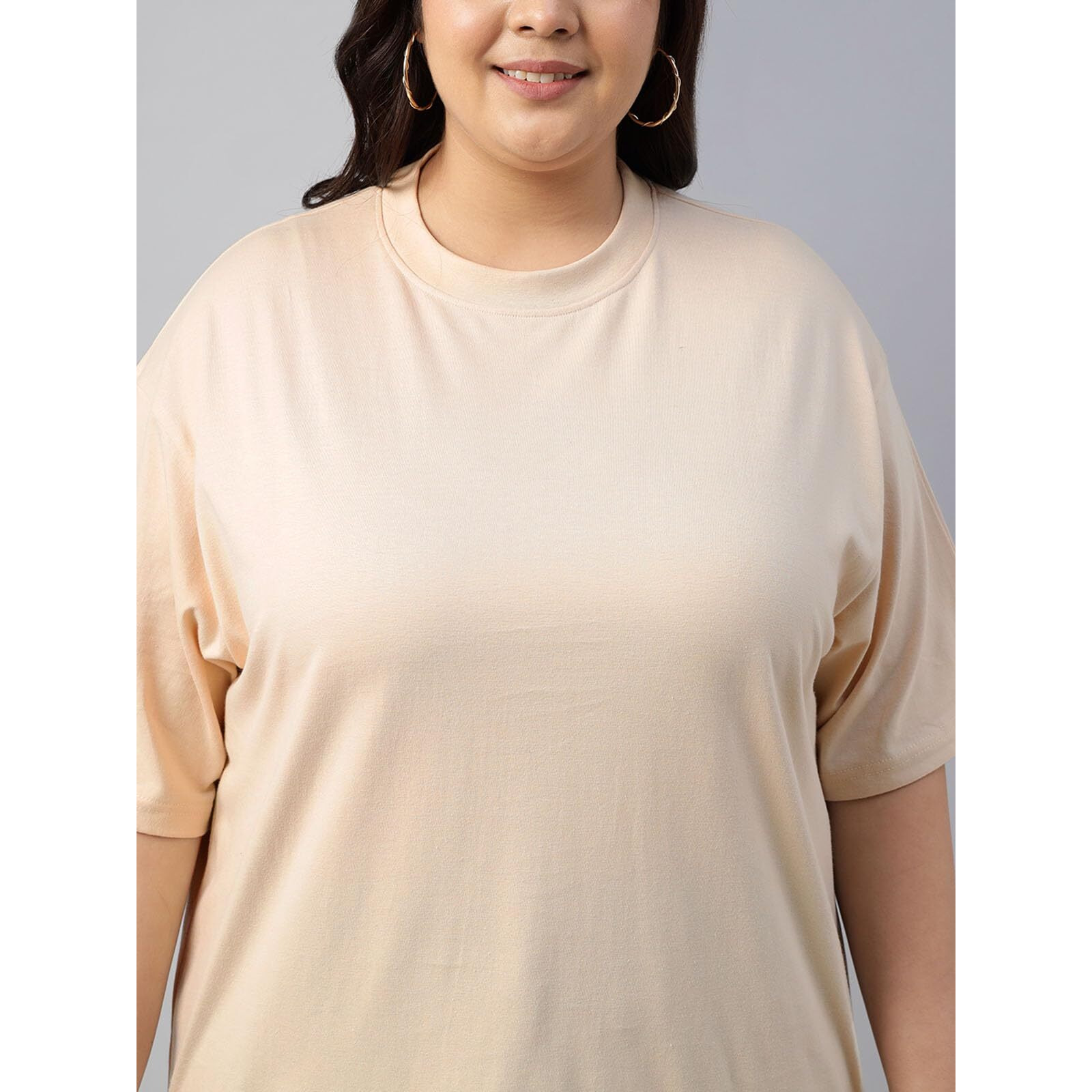 Juneberry 100% Pure Cotton Oversized Baggy Fit Core Solid Half Sleeve Plus Size T-Shirt For Women & Girls (Ps_Jb_Swanwhite_3Xl)