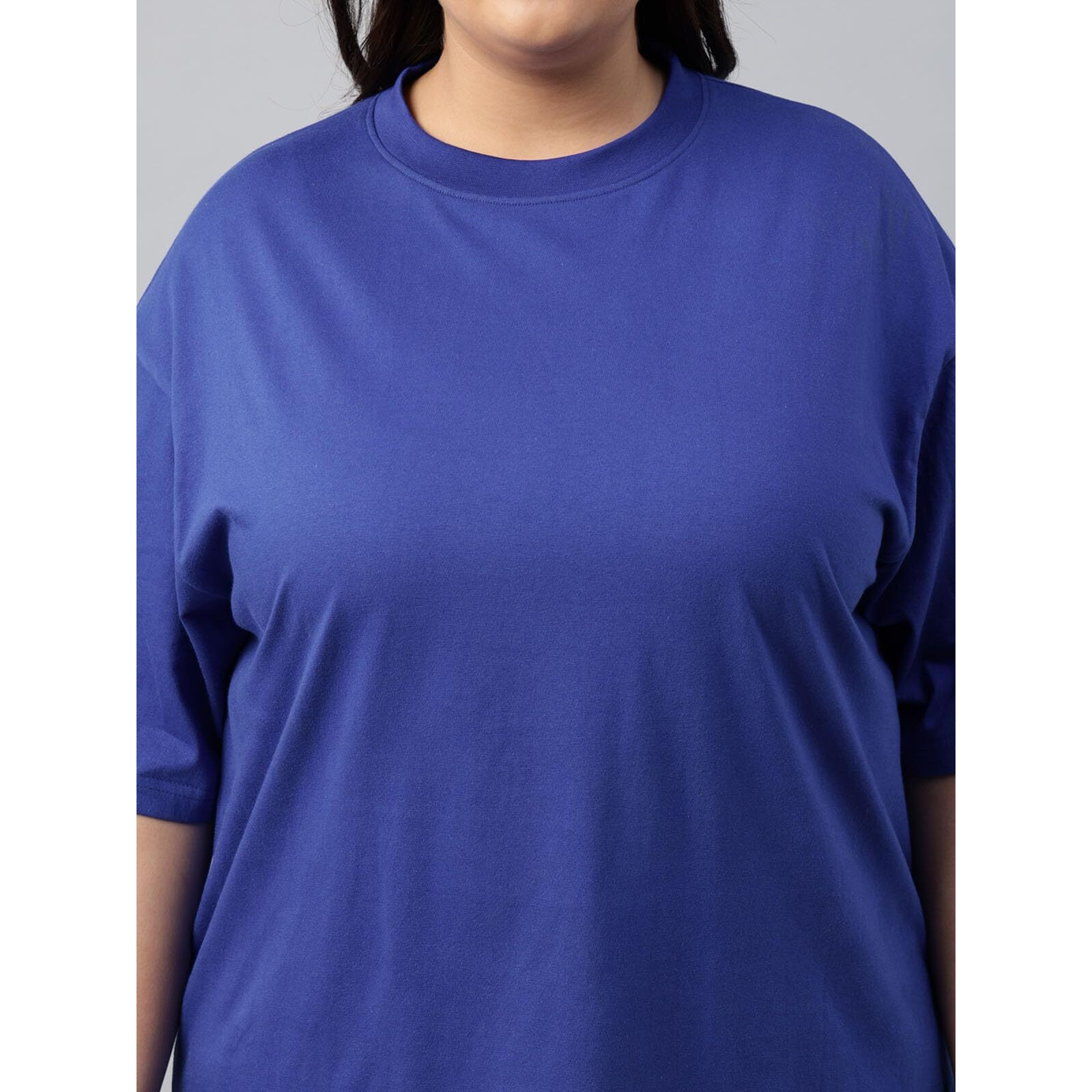 Juneberry 100% Pure Cotton Oversized Baggy Fit Core Solid Half Sleeve Plus Size T-Shirt For Women & Girls (Ps_Jb_Royalblue_Xxl)