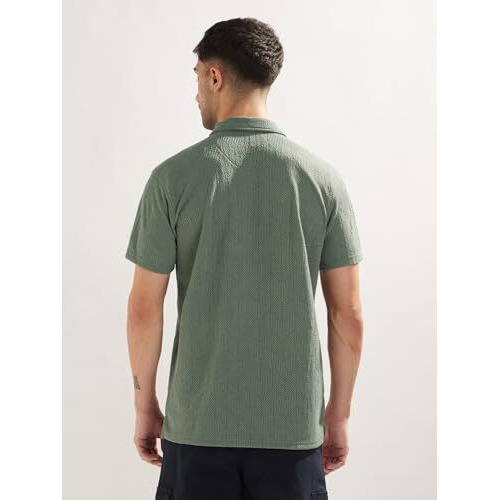 Nobero Men's Self Design Regular Fit Polo Shirt (1M-Twpo-R0030_Sage Green
