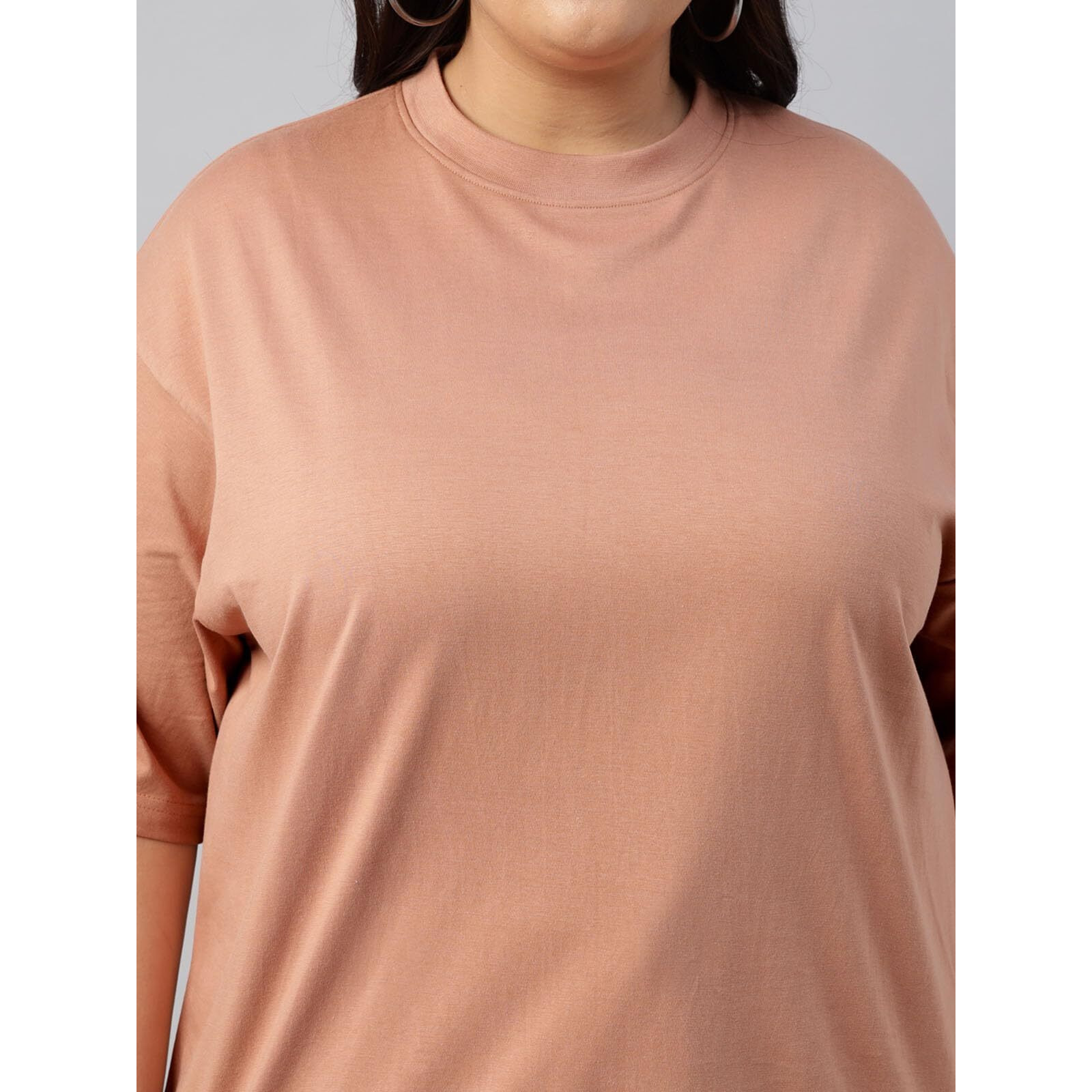 Juneberry 100% Pure Cotton Oversized Baggy Fit Core Solid Half Sleeve Plus Size T-Shirt For Women & Girls (Ps_Jb_Cork_4Xl)