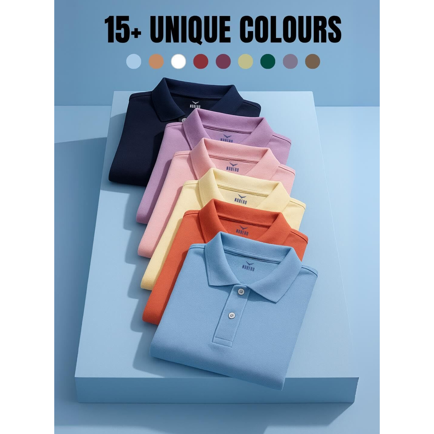 Nobero Men Cotton Solid Regular Fit Polo Shirt (1M-Twpo-R0002-Bl_Poppy Red, Large