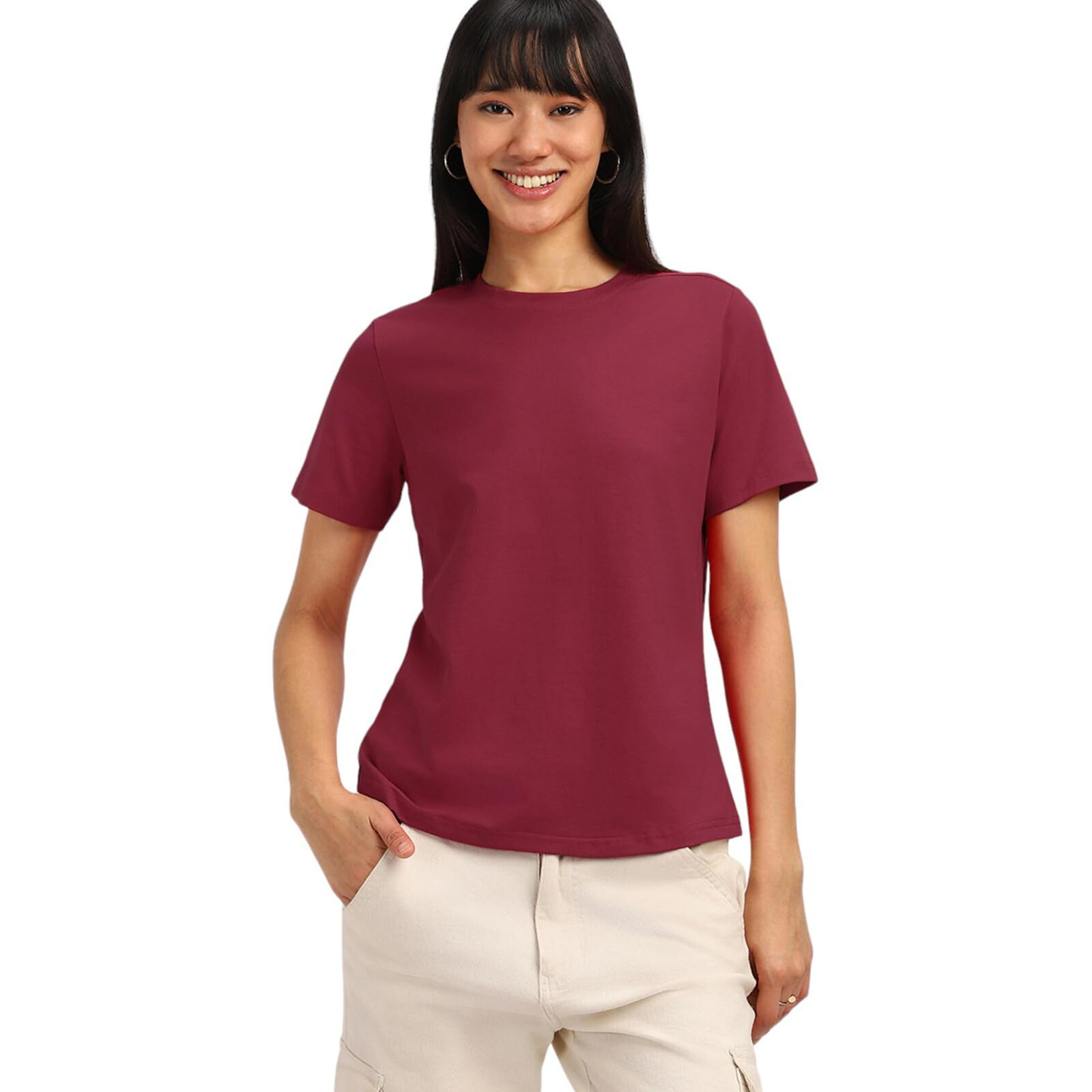 Juneberry Cotton Lycra Regular Fit Round Neck Half Sleeves T-Shirt For Women & Girls (Vdjwtw051013_Xl)