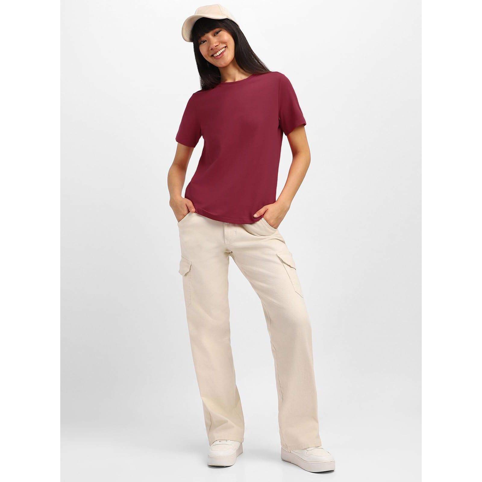 Juneberry Cotton Lycra Regular Fit Round Neck Half Sleeves T-Shirt For Women & Girls (Vdjwtw051013_Xl)