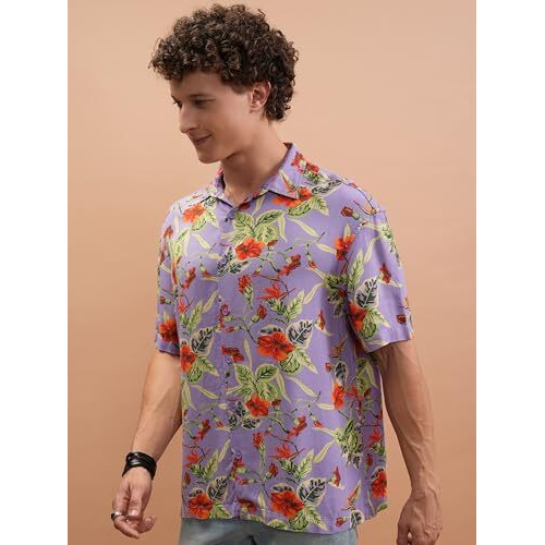 Ketch Men Half Sleeve Oversized Fit Khos000016 Purple L