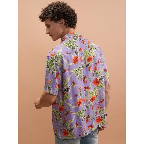 Ketch Men Half Sleeve Oversized Fit Khos000016 Purple L