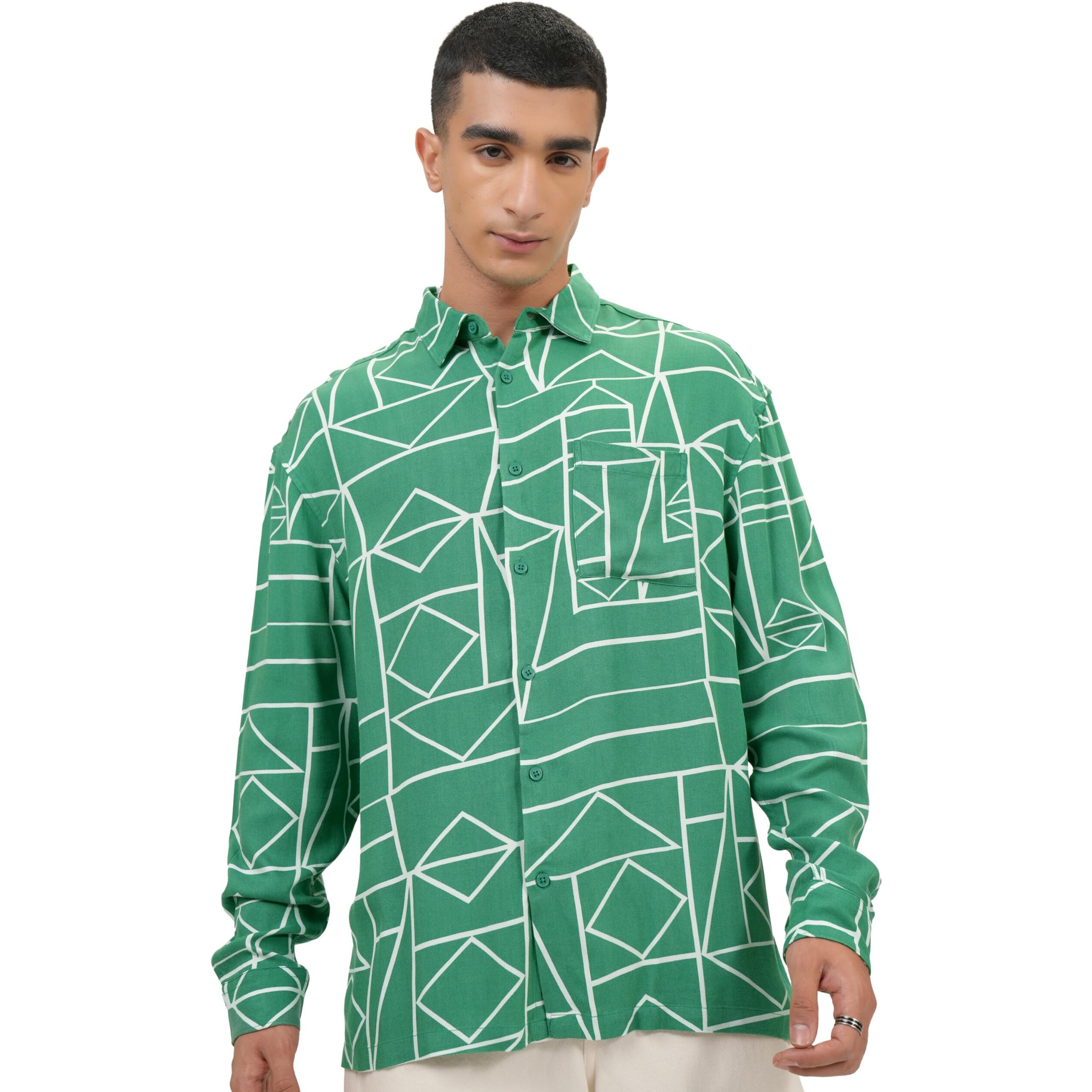 Ketch Men Long Sleeve Oversized Fit Khos000035 Green L