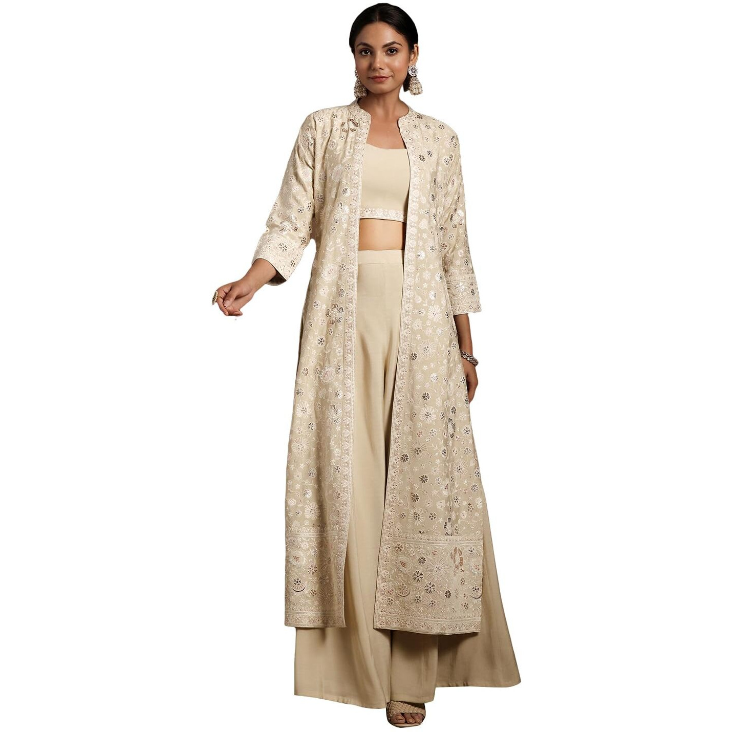 Libas Art Womens Solid Silk Blend Co-Ord Set For Women